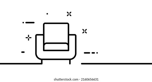 Armchair line icon. Soft, comfortable, new, sit, relax, rest. Furniture concept. One line style. Vector line icon for Business and Advertising.