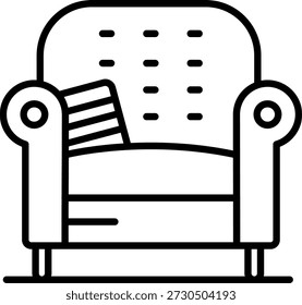 Design de ícone de vetor de linha de poltrona