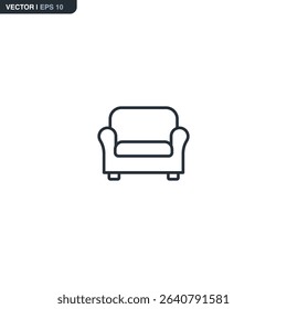Armchair, linear style sign for mobile concept and web design. Symbol, logo illustration. Pixel perfect vector graphics