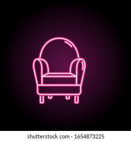Armchair neon icon. Simple thin line, outline vector of household icons for ui and ux, website or mobile application