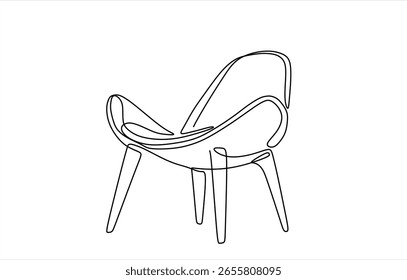 Sillón en un dibujo de línea continua. Dibujado a mano un Vector de línea. Trazo editable