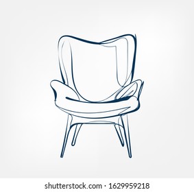 armchair one line vector design element isolated