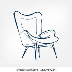 armchair one line vector design element isolated