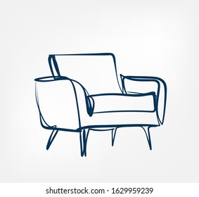 armchair one line vector design element isolated