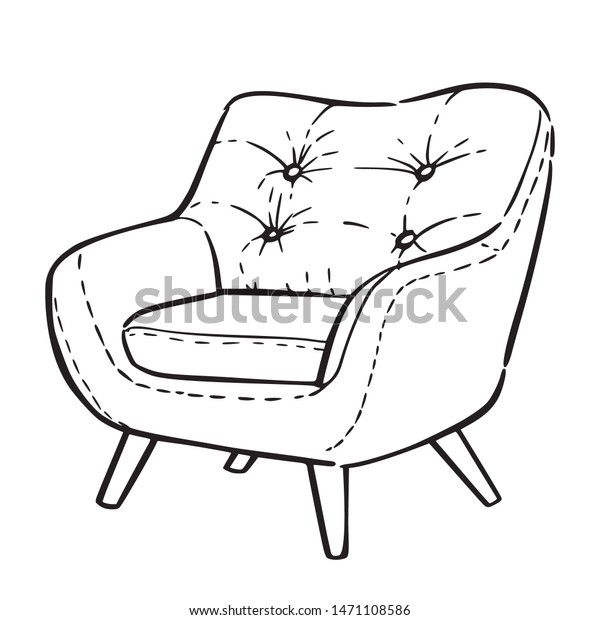 Armchair Outline Doodle Illustration Coloring Page Stock