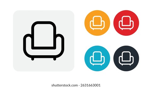 Armchair outline icon for web and mobile