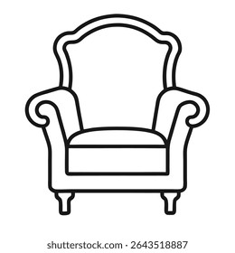 armchair outline vector icon on white background