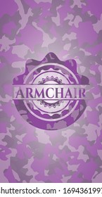 Armchair pink on camo texture. Vector Illustration. Detailed.