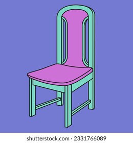 Armchair in pinkish blue color. Chair with outline on purple background, vector illustration in flat style