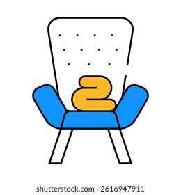 armchair with plaid line icon vector. armchair with plaid sign. isolated symbol illustration