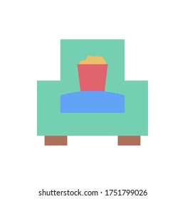 Armchair, popcorn icon. Simple color vector elements of free time icons for ui and ux, website or mobile application