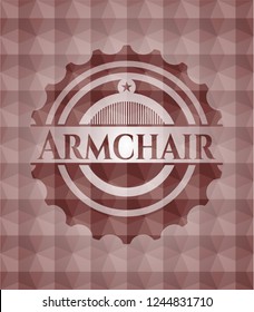 Armchair red emblem with geometric background. Seamless.