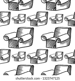 armchair seamless pattern isolated on white background