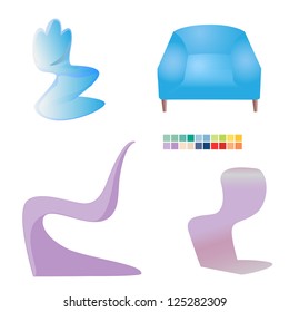 Armchair set for interior design.