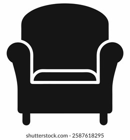 Armchair simple black icon on white background.