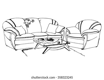 An armchair and sofa 2