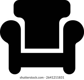Armchair, sofa black icon isolated on transparent background Vector for apps or web sofa icon flat sign, symbol of Home Interior furniture