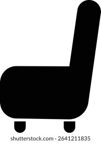 Armchair, sofa black icon isolated on transparent background Vector for apps or web sofa icon flat sign, symbol of Home Interior furniture