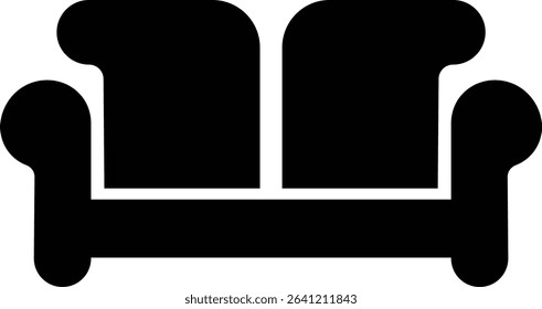 Armchair, sofa black icon isolated on transparent background Vector for apps or web sofa icon flat sign, symbol of Home Interior furniture