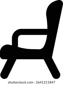 Armchair, sofa black icon isolated on transparent background Vector for apps or web sofa icon flat sign, symbol of Home Interior furniture