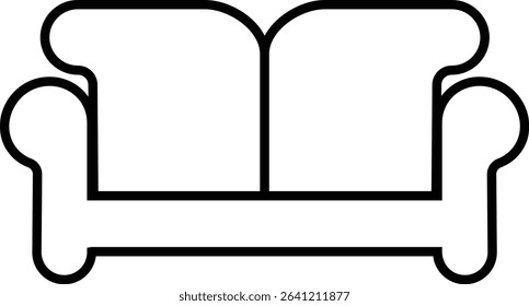 Armchair, sofa black icon isolated on transparent background Vector for apps or web sofa icon line sign, symbol of Home Interior furniture