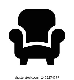 Armchair, sofa, couch icon, isolated on white background. Furniture symbol