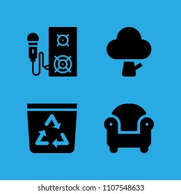armchair, speaker, tree and recycle bin icons vector in sample icon set for web and graphic design