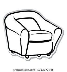 armchair sticker cartoon illustration isolated on white