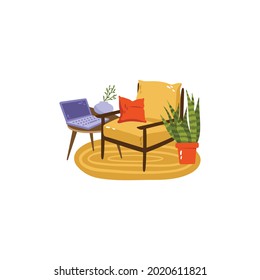 armchair  Sticker Icon Isolated On White Background