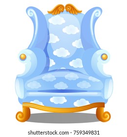 Armchair with texture of clouds isolated on white background. The highest degree of comfort. Vector cartoon close-up illustration.
