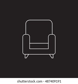 armchair thin line icon, outline vector logo illustration, linear pictogram isolated on black