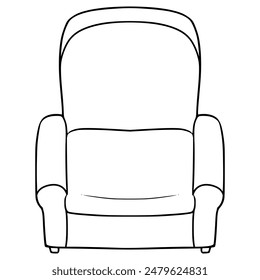 armchair top-down view illustration hand drawn outline vector