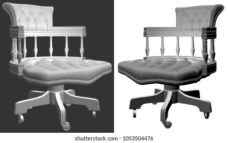 Armchair Vector 61. Isolated on white and black background.