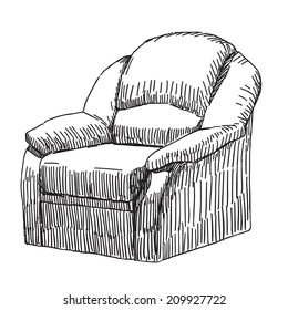 Armchair vector drawing isolated on white background 