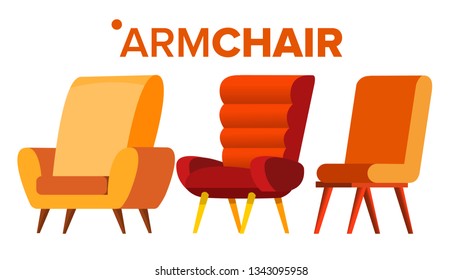 Armchair Vector. Home Furniture Isolated Flat Cartoon Illustration