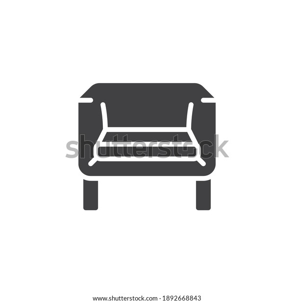 Armchair vector icon. filled flat sign for\
mobile concept and web design. Sofa, couch glyph icon. Symbol, logo\
illustration. Vector\
graphics
