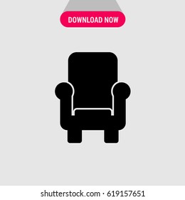 Armchair Vector Icon, The symbol of cosy armchair with high back. Simple, modern flat vector illustration for mobile app, website or desktop app  