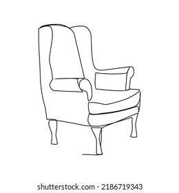 Armchair vector illustration drawn in line art style