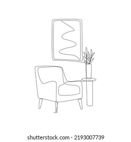 Armchair vector illustration drawn in line art style
