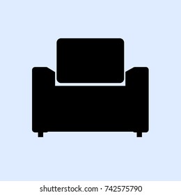 Armchair vector illustration isolated on gray background. Soft armchair icon. Old style armchair icon. EPS