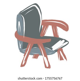 Armchair. Vector picture drawn by hand from a set about home life and comfort. There are many household items and furniture. Doodle style. Isolated drawings.