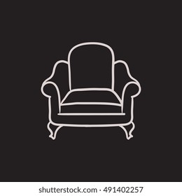 Icono de esbozo vectorial de sillón aislado en el fondo. Icono de Sillón dibujado a mano. Icono de esbozo de sillón para infografía, sitio web o aplicación.
