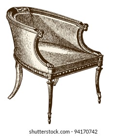 Armchair - Vintage engraved illustration  - "Le Mobilier" Ed.Edouard Rouveyre  in 1915 France