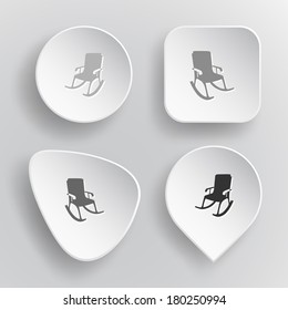 Armchair. White flat vector buttons on gray background.