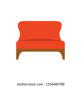 arm-chair without arms flat icon. Interior or Room design template in flat style for mobile concept and web apps. Detailed arm-chair without arms flat icon can be used for web