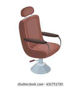 Armchair working inventory. Leather soft rotating chair. The chair is used in hairdressing salons.Barbershop single icon in cartoon style vector symbol stock illustration web.