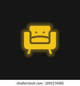 Armchair yellow glowing neon icon