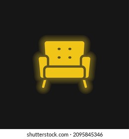 Armchair yellow glowing neon icon