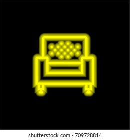 Armchair yellow glowing neon ui ux icon. Glowing sign logo vector