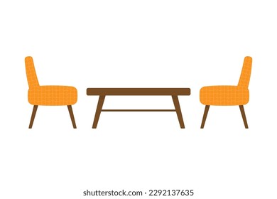 Armchairs and coffee table icon. Color silhouette. Front side view. Vector simple flat graphic illustration. Isolated object on a white background. Isolate.